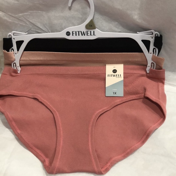 Fitwell Intimates 3pack stretch ribbed black nude mauve pink panties size 1X new - Picture 1 of 10